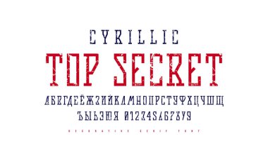 Fütüristik tarzda kiril dar levha serif yazı tipi