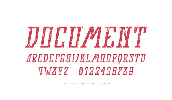 Απόθεμα διάνυσμα πλάγιας στενής πλάκας serif γραμματοσειρά — Διανυσματικό Αρχείο