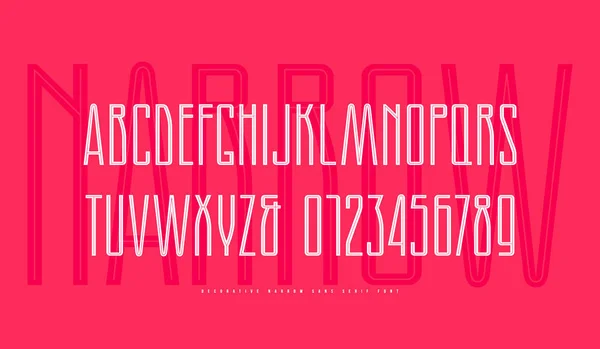 Απόθεμα διάνυσμα στενό χωρίς serif γραμματοσειρά με εσωτερικό περίγραμμα — Διανυσματικό Αρχείο