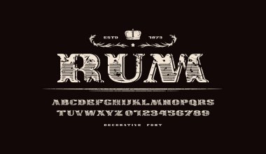 Retro tarzında dekoratif genişletilmiş serif yazı