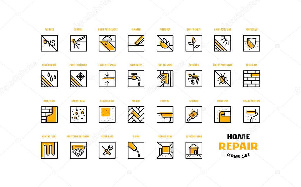 Home repair and building icons set 