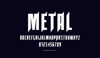 Diken elemanları ile dekoratif dar sans serif yazı tipi