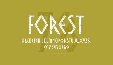 El yapımı grafik tarzında dekoratif sans serif yazı tipi