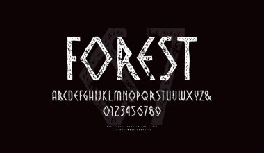 El yapımı grafik tarzında dekoratif sans serif yazı tipi