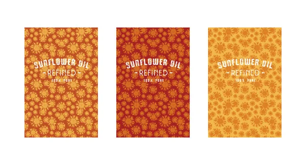 Set Templates Label Sunflower Oil Seamless Pattern Set Color Variants — Stock Vector