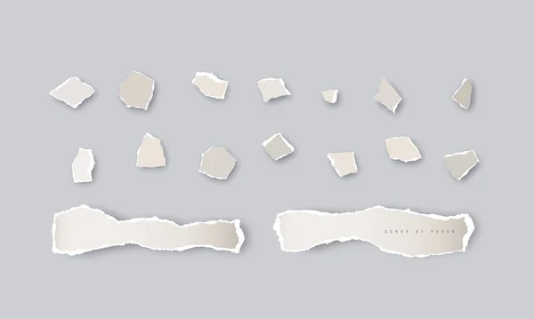 Σκισμένα Κομμάτια Χαρτιού Εκτύπωση Γκρι Φόντο — Διανυσματικό Αρχείο
