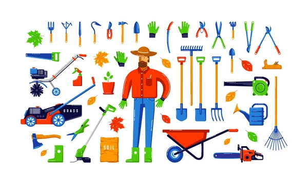 Stock Vector Illustration Garden Tool Kit Gardener 형태의 디자인 배경에 — 스톡 벡터