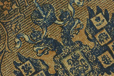 Rus İmparatorluğu banknotlarına yakın çekim. Çift başlı kartal arması.