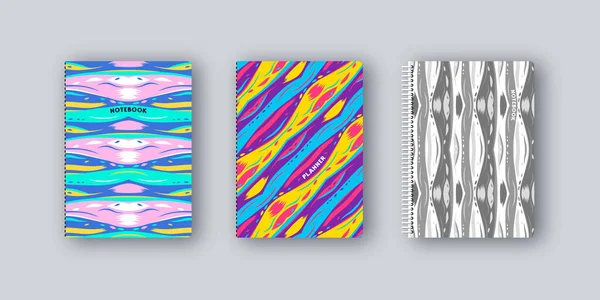 Artistic Notebook Covers Design Abstract Patterns — Stock Vector