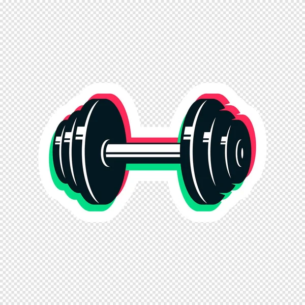 Dumbbell Sticker Ontwerp Illustratie Met Storingsvervormend Effect — Stockvector