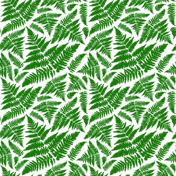 Ferns Seamless Pattern Green Print White Background — Stock Vector