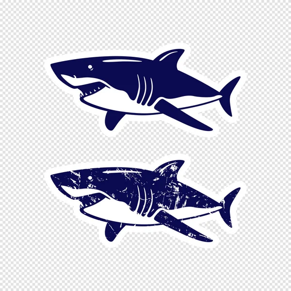 Design Nálepky Žraloka Plochá Texturovaná Sada — Stockový vektor