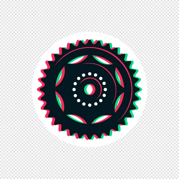 Sticker Chainring Vélo Design Illustration Avec Effet Distorsion Glitch — Image vectorielle