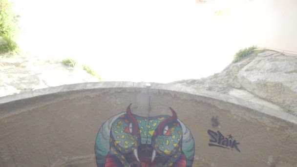 Spanyolország, Ibiza város, Nappal, egy kígyó graffitije — Stock videók