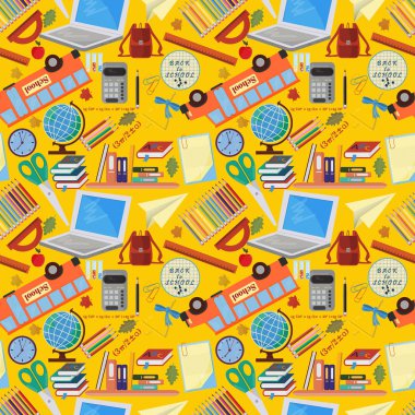 vektör seamless modeli eğitim kurumları, öğelerini, küre, gıda, aletleri, kalemler, lanaki, Derneği bir okul konulu öğrenme ile arka planda bağlı olan izole