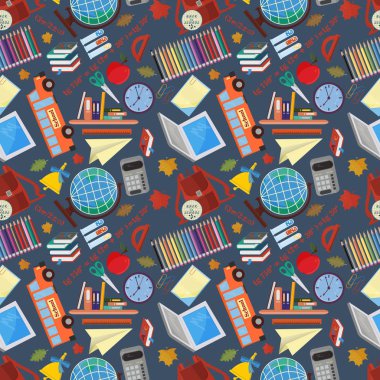 vektör seamless modeli eğitim kurumları, öğelerini, küre, gıda, aletleri, kalemler, lanaki, Derneği bir okul konulu öğrenme ile arka planda bağlı olan izole