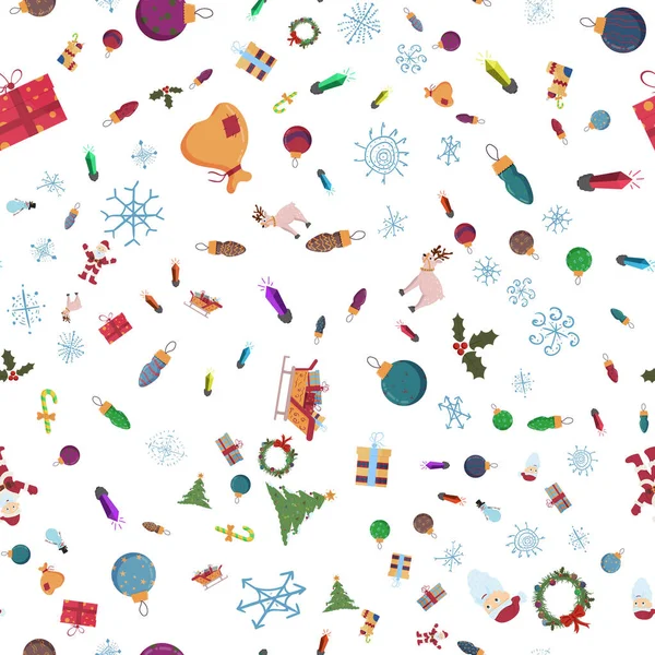 Vector Patrón Sin Costuras Navidad Tema Año Nuevo Estilo Plano — Vector de stock