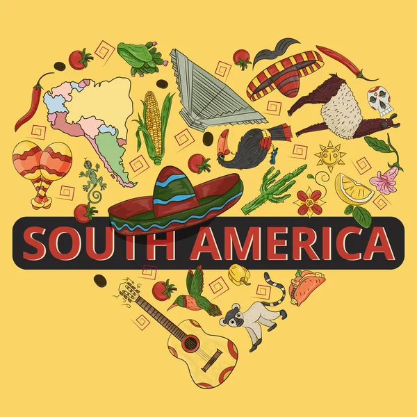 color_8_drawing Güney Amerika tema, hayvanlar, binalar, planı