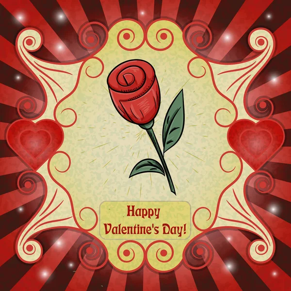 Vector Color Illustration Theme Valentines Day Rose Flower Ready Layout — Stockvector