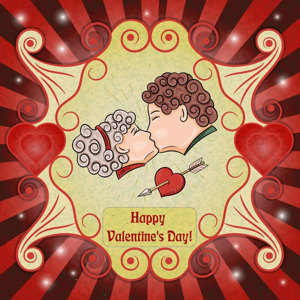 Vector Illustratie Van Kleur Dag Van Valentijnskaarten Thema Zoenen Van — Stockvector