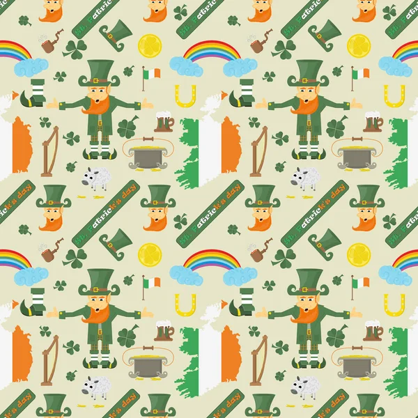 Illustration Vectorielle Motif Sans Couture Design Irlandais Pour Patricks Jour — Image vectorielle