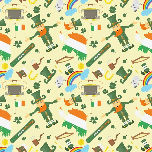 Illustration Vectorielle Motif Sans Couture Design Irlandais Pour Patricks Jour — Image vectorielle