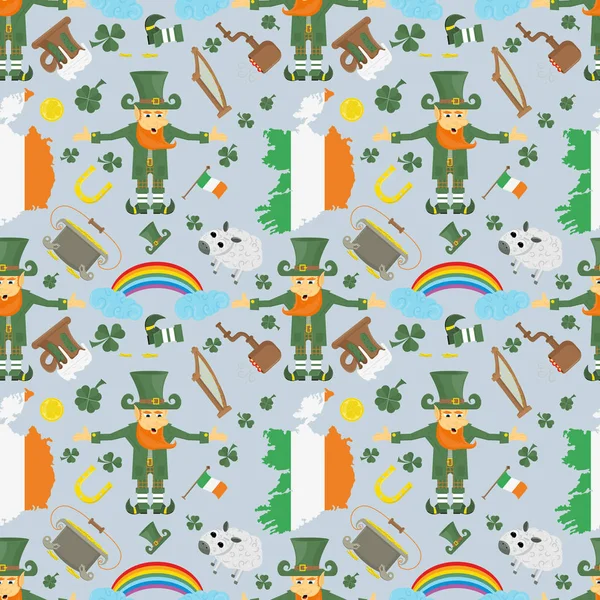 Illustration Vectorielle Motif Sans Couture Design Irlandais Pour Patricks Jour — Image vectorielle