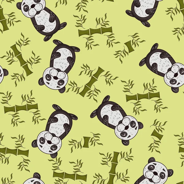 Vetor Sem Emenda Padrão Ilustração Bonito Panda Pintado Crianças Estilo —  Vetores de Stock