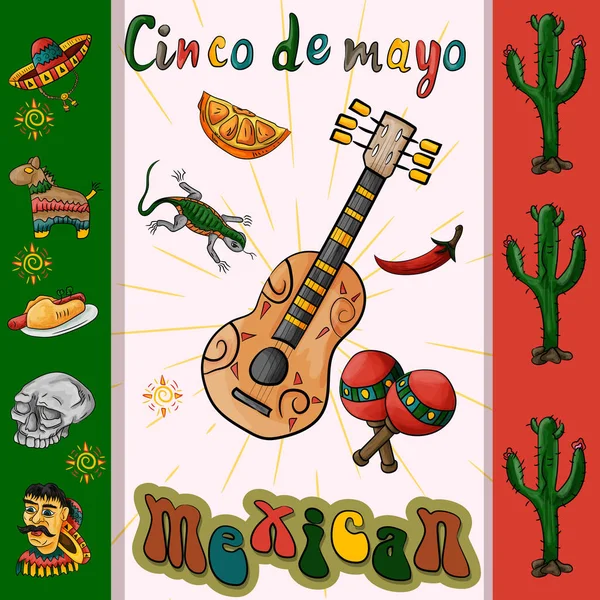 Ilustración Vectorial Del Diseño Pegatina Bandera Tema Mexicano Celebración Del — Vector de stock
