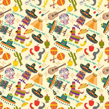 Dikişsiz desen illustration_8_in Meksika cele Tema