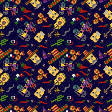 Dikişsiz desen illustration_3_in düz tema stil kutluyor 