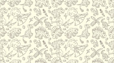 Kontur sorunsuz illustration_4_of küçük dinozor paterni