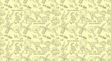 Kontur sorunsuz illustration_6_of küçük dinozor paterni