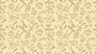 Kontur sorunsuz illustration_11_of küçük dinosau desen