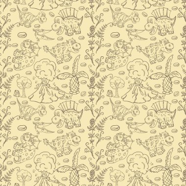 Kontur sorunsuz illustration_15_of küçük dinosau desen