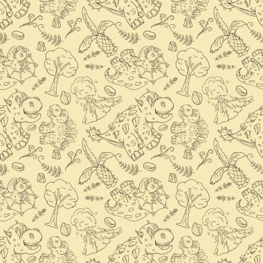 Kontur sorunsuz illustration_17_of küçük dinosau desen