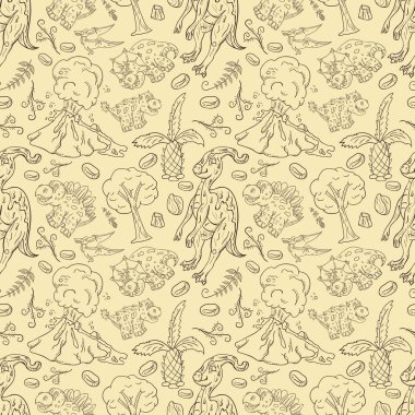 Kontur sorunsuz illustration_18_of küçük dinosau desen