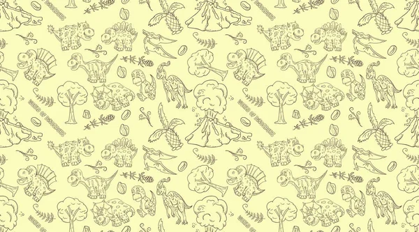 Kontur sorunsuz illustration_5_of küçük dinozor paterni