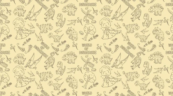 Kontur sorunsuz illustration_11_of küçük dinosau desen