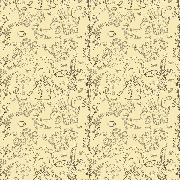 Kontur sorunsuz illustration_15_of küçük dinosau desen