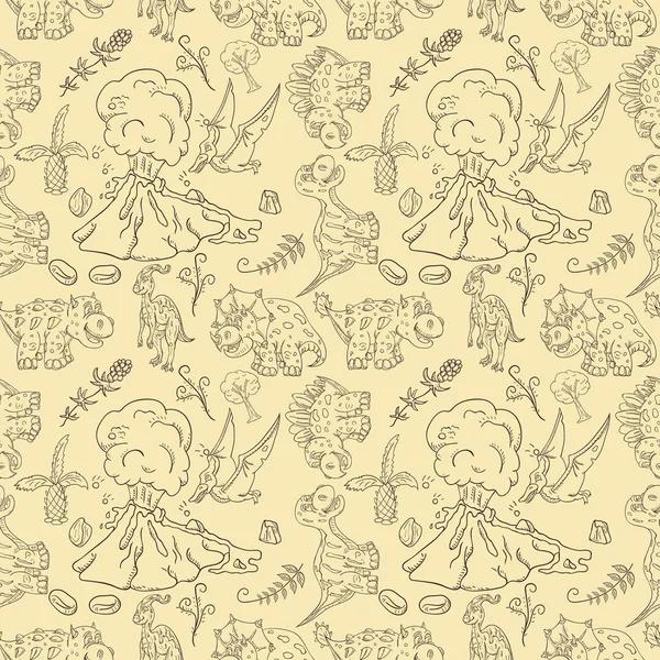 Kontur sorunsuz illustration_14_of küçük dinosau desen