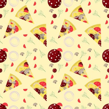 dikişsiz desen illüstrasyon, on_2_İtalyan pizza c teması