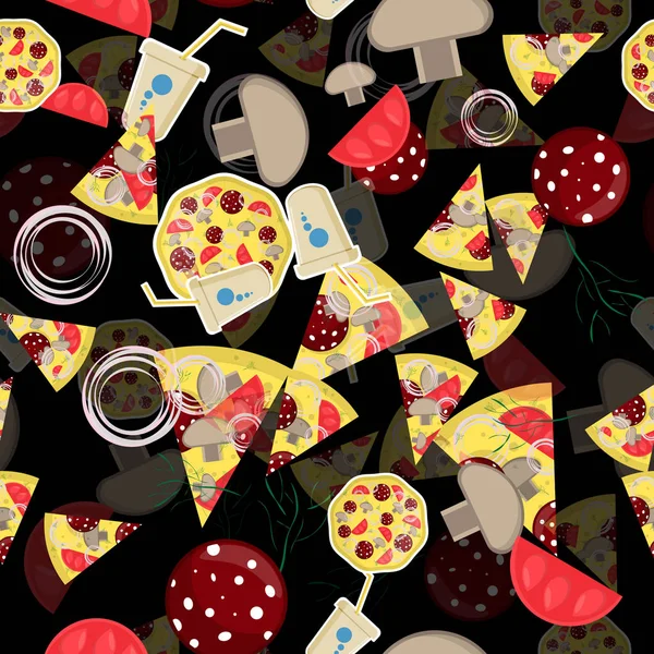 Ilustração padrão sem costura, on _ 14 _ o tema da pizza italiana — Vetor de Stock