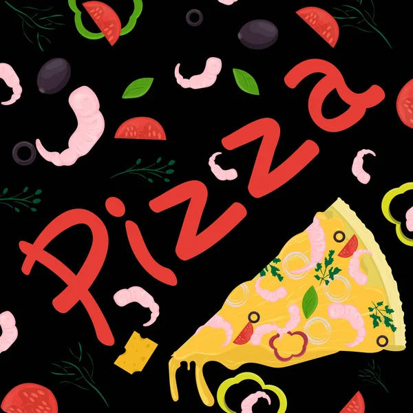 Cover background _ 4 _ illustration, sobre el tema de la pizza italiana c — Archivo Imágenes Vectoriales