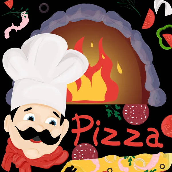 Cover background _ 24 _ illustration, zum Thema italienische Pizza — Stockvektor