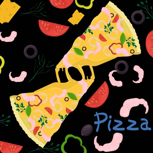 Cover background _ 1 _ illustration, sobre el tema de la pizza italiana c — Vector de stock