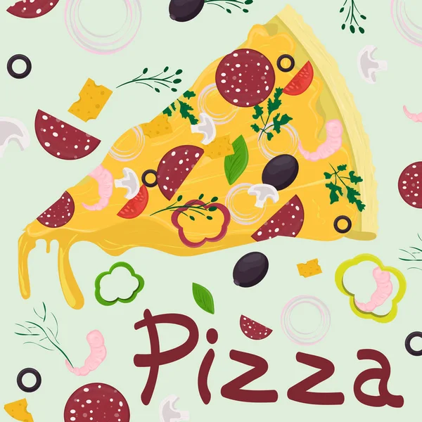 Cover background _ 11 _ illustration, sobre o tema da pizza italiana — Vetor de Stock