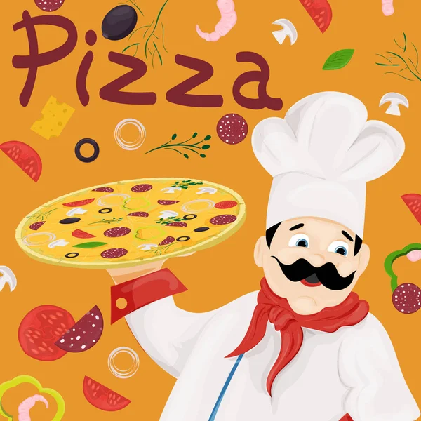 Cover background _ 13 _ illustration, sobre el tema de la pizza italiana — Vector de stock