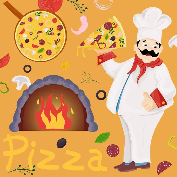Cover background_17_illustration, na téma italské pizzy — Stockový vektor