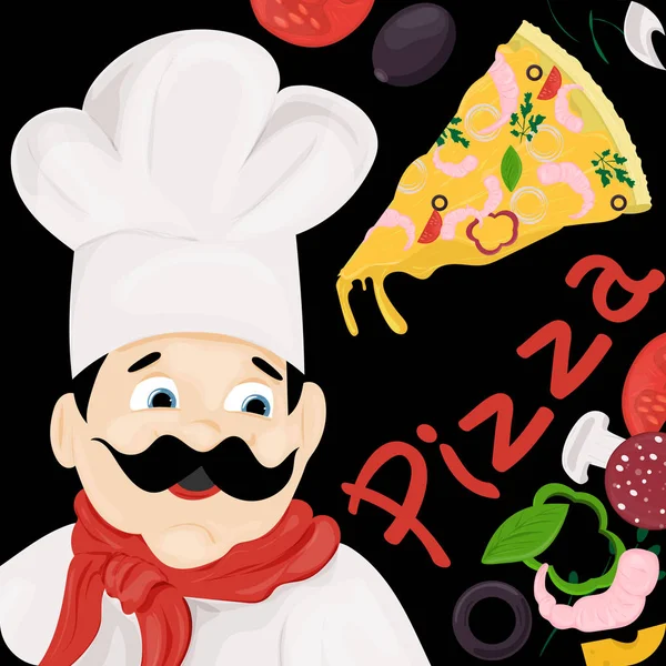 Cover background _ 18 _ illustration, sobre el tema de la pizza italiana — Vector de stock